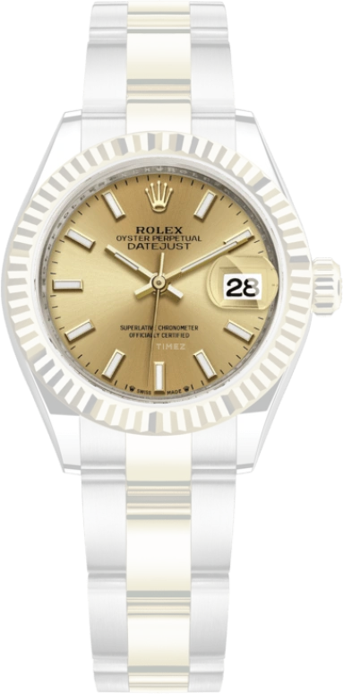 Rolex,Lady-Datejust 28mm,28mm,Yellow Gold,Stainless Steel,Champagne,Automatic,Day,55hours,279173,279173-0002