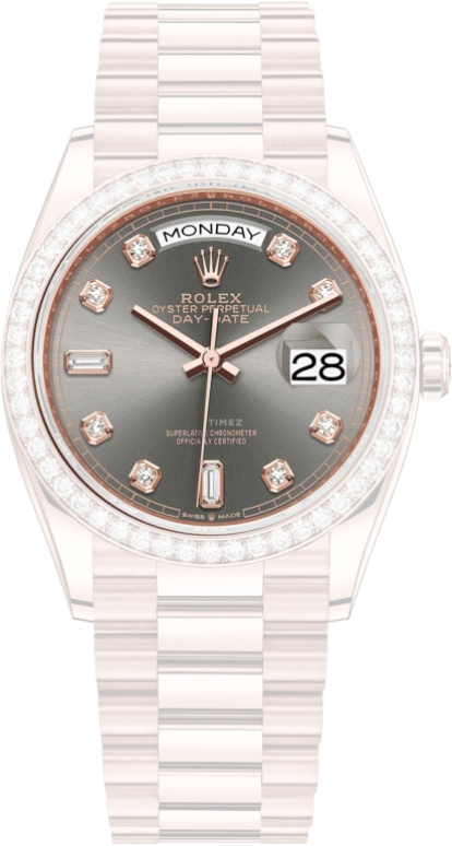 Rolex,Day-Date 36 36mm,36mm,Rose Gold,Grey,Automatic,Date,Day,128345RBR,128345RBR-0052
