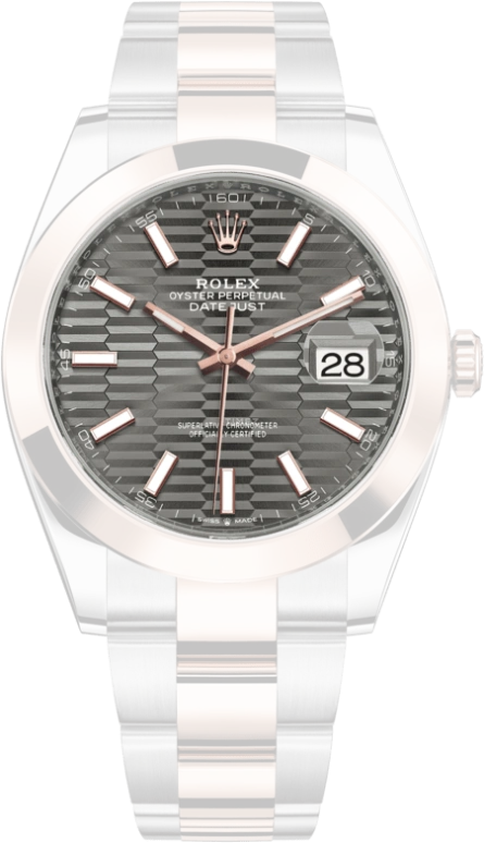 Rolex,Datejust 41 41mm,41mm,Rose Gold,Stainless Steel,Grey,Automatic,Day,70hours,126301,126301-0019