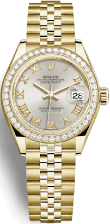 Rolex,Lady-Datejust 28mm,28mm,Yellow Gold,Silver,Automatic,Day,55hours,279138RBR,279138RBR-0018
