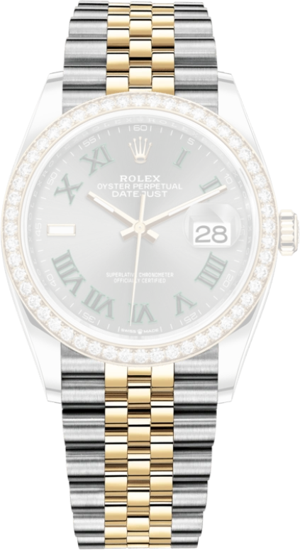 Rolex,Datejust 36 36mm,36mm,Yellow Gold,Oystersteel,Grey,Automatic,Day,70hours,126283RBR,126283RBR-0021