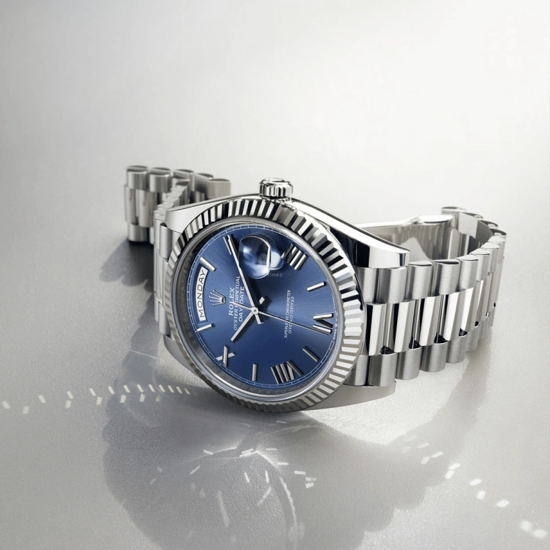 Rolex,Day-Date 40 40mm,40mm,White Gold,Blue,Automatic,Date,Day,228239,228239-0007