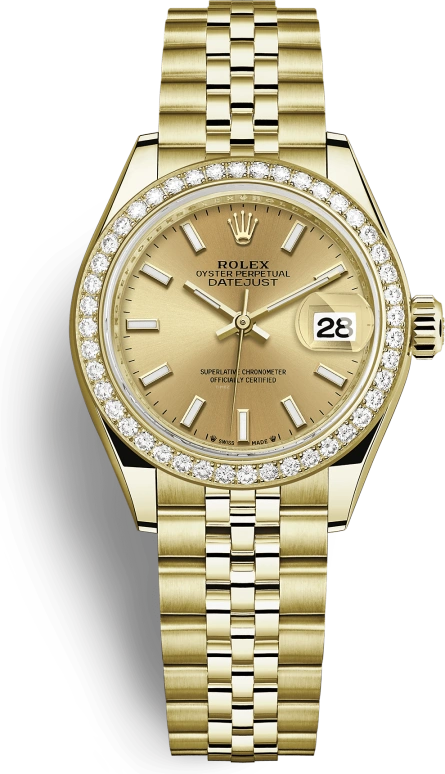Rolex,Lady-Datejust 28mm,28mm,Yellow Gold,Champagne,Automatic,Day,55hours,279138RBR,279138RBR-0013