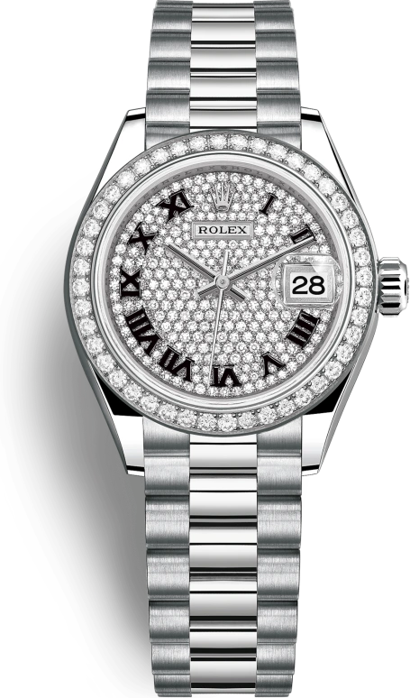 Rolex,Lady-Datejust 28mm,28mm,White Gold,Silver,Automatic,Day,55hours,279139RBR,279139RBR-0014