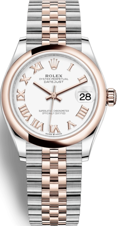 Rolex,Datejust 31 31mm,31mm,Rose Gold,Stainless Steel,White,Automatic,Day,55hours,278241,278241-0002