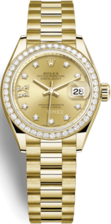 Rolex,Lady-Datejust 28mm,28mm,Yellow Gold,Champagne,Automatic,Day,55hours,279138RBR,279138RBR-0006