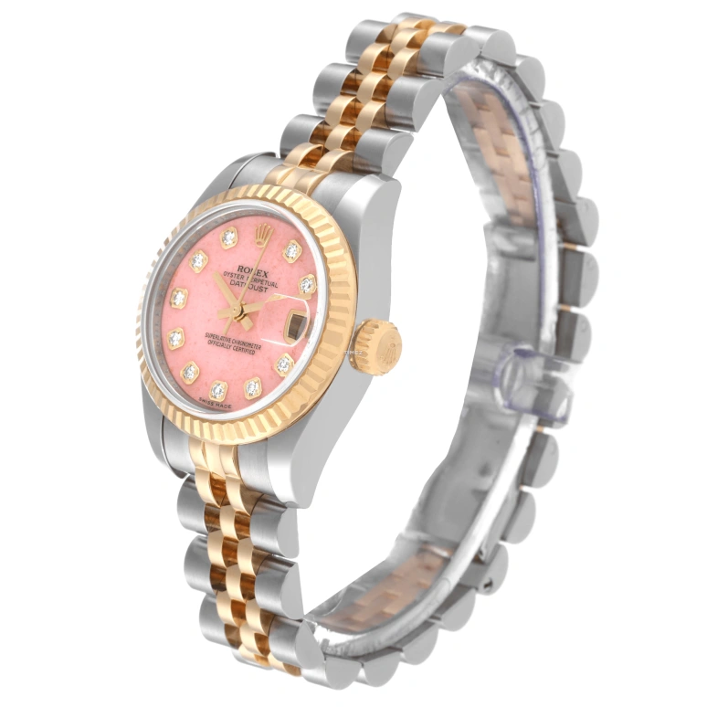Rolex,Lady-Datejust 26mm,26mm,Yellow Gold,Stainless Steel,Pink,Automatic,Day,48hours,179173,179173-63133PINK
