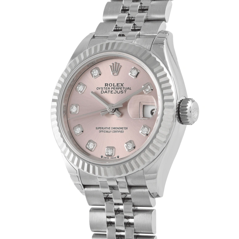 Rolex,Lady-Datejust 28mm,28mm,White Gold,Stainless Steel,Pink,Automatic,Day,55hours,279174,279174-0003