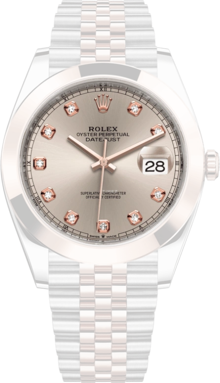 Rolex,Datejust 41 41mm,41mm,Rose Gold,Stainless Steel,Pink,Automatic,Day,70hours,126301,126301-0008