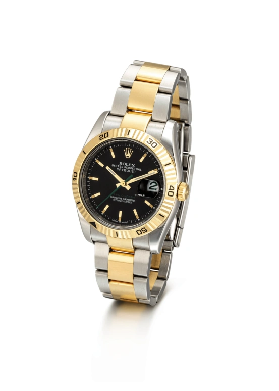 Rolex,Datejust 36 36mm,36mm,Stainless Steel,Yellow Gold,Black,Automatic,Day,48hours,116263 Turn,116263 Turn-O-Graph black Oyster Green Hand