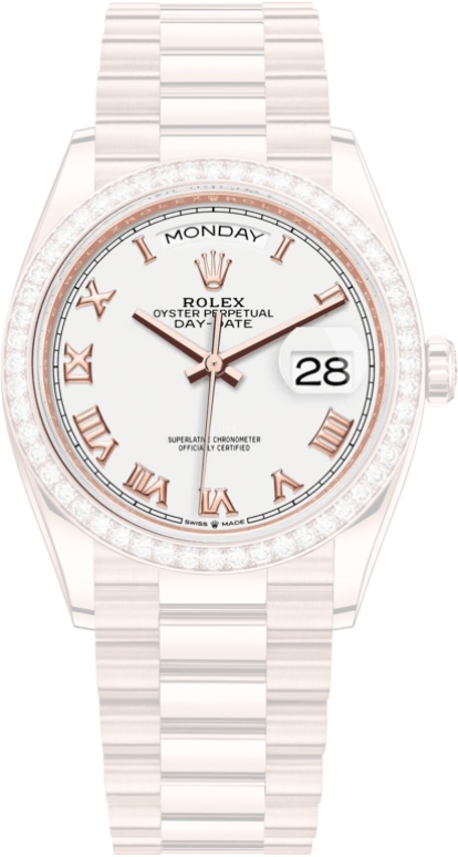 Rolex,Day-Date 36 36mm,36mm,Everose Gold,White,Automatic,Day,70hours,128345RBR,128345RBR-0054
