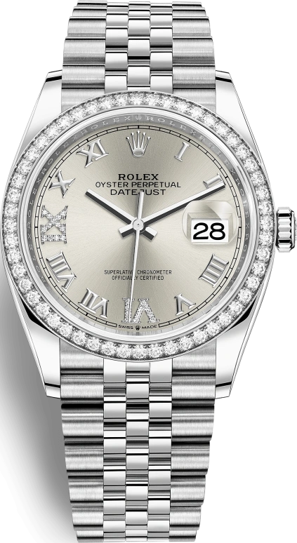 Rolex,Datejust 36 36mm,36mm,White Gold,Oystersteel,Silver,Automatic,Day,70hours,126284RBR,126284RBR-0021