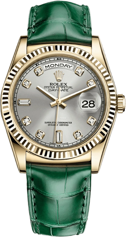 Rolex,Day-Date 36 36mm,36mm,Yellow Gold,Silver,Automatic,Date,Day,118138,118138-0135