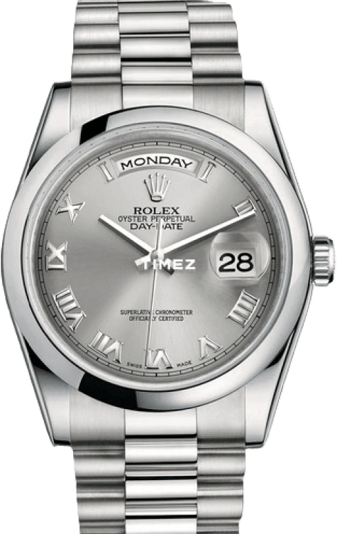 Rolex,Day-Date 36 36mm,36mm,Platinum,Silver,Grey,Automatic,Date,Day,118206,118206-0033