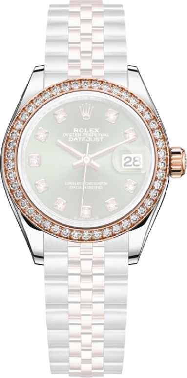 Rolex,Lady-Datejust 28mm,28mm,Everose Gold,Oystersteel,Green,Automatic,Day,55hours,279381RBR,279381RBR-0007