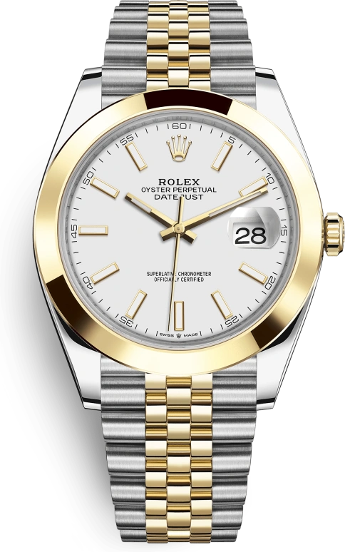 Rolex,Datejust 41 41mm,41mm,Yellow Gold,Stainless Steel,White,Automatic,Day,70hours,126303,126303-0016