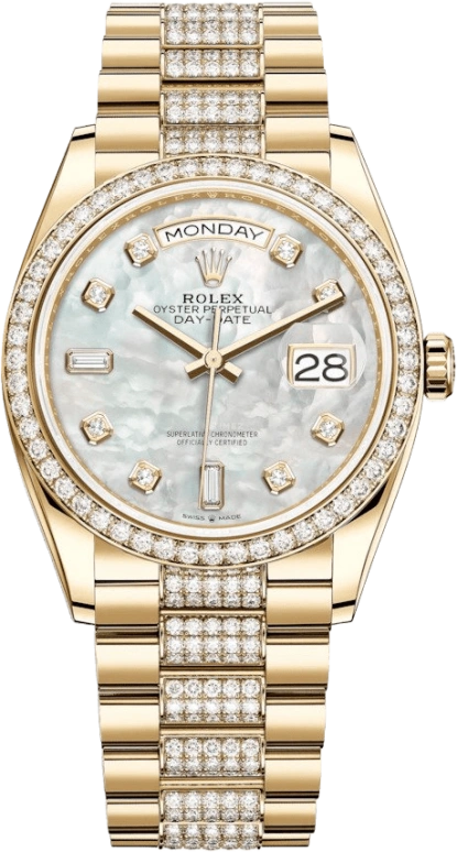 Rolex,Day-Date 36 36mm,36mm,Yellow Gold,White,Automatic,Date,Day,128348RBR,128348RBR-0019