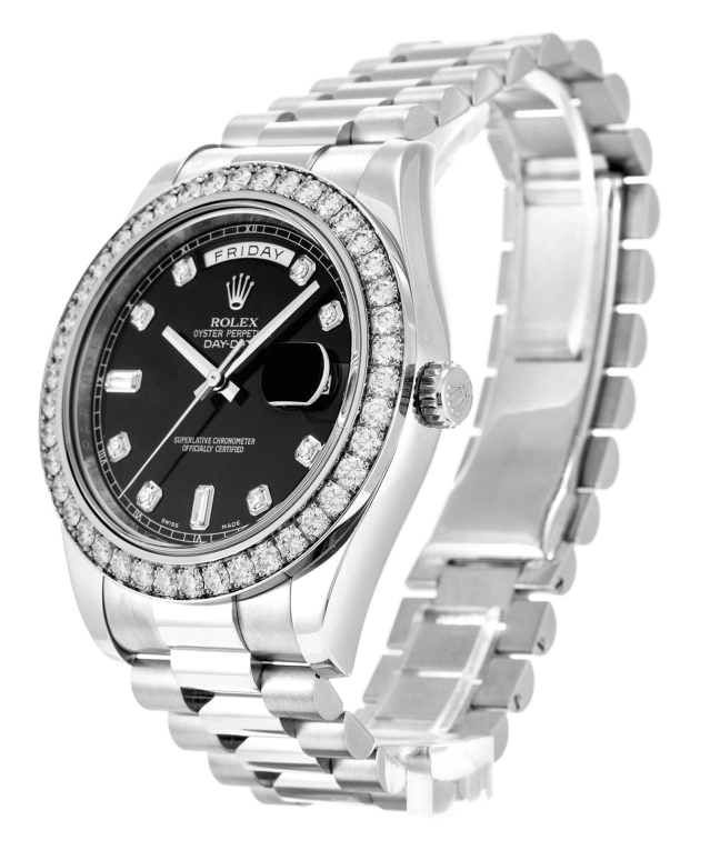Rolex,Day-Date 36 41mm,41mm,White Gold,Black,Automatic,Date,Day,218349,218349-83219