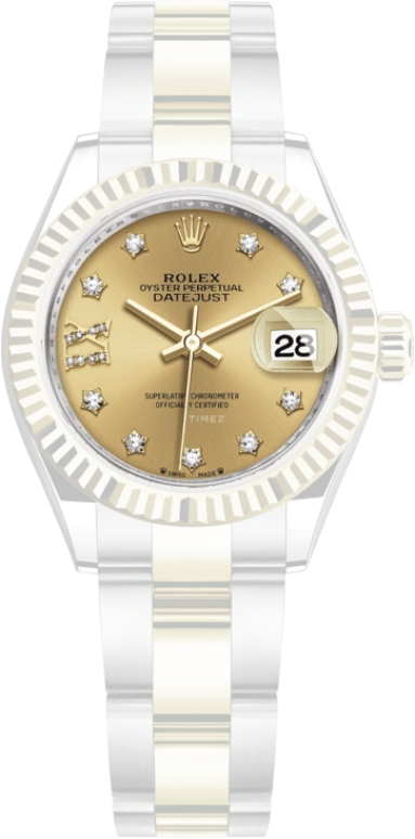 Rolex,Lady-Datejust 28mm,28mm,Yellow Gold,Oystersteel,Champagne,Automatic,Day,55hours,279173,279173-0022