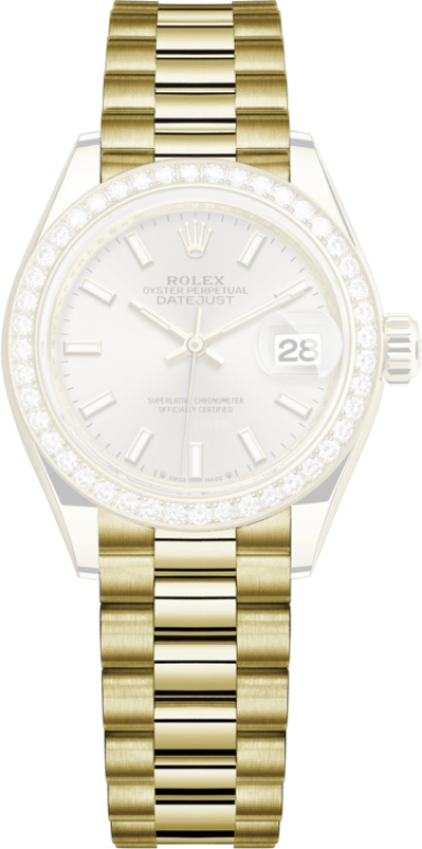 Rolex,Lady-Datejust 28mm,28mm,Yellow Gold,Silver,Automatic,Day,55hours,279138RBR,279138RBR-0005
