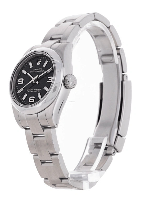 Rolex,Oyster Perpetual 26mm,26mm,Stainless Steel,Black,Automatic,48hours,In-house Caliber,176200