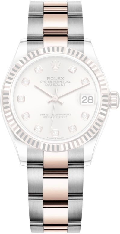 Rolex,Datejust 31 31mm,31mm,Rose Gold,Stainless Steel,Silver,Automatic,Day,55hours,278271,278271-0015