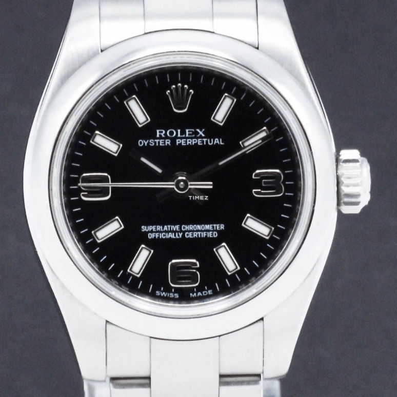 Rolex,Oyster Perpetual 26mm,26mm,Stainless Steel,Black,Automatic,48hours,In-house Caliber,176200