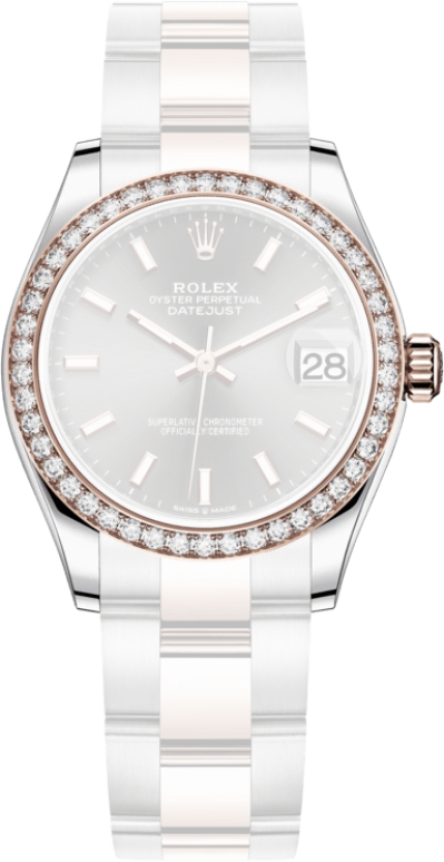 Rolex,Datejust 31 31mm,31mm,Stainless Steel,Everose Gold,Grey,Automatic,Day,55hours,278381RBR,278381RBR-0017