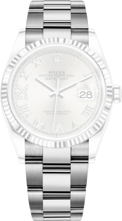Rolex,Datejust 36 36mm,36mm,White Gold,Oystersteel,Silver,Automatic,Day,70hours,126234,126234-0030