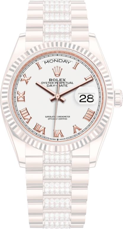 Rolex,Day-Date 36 36mm,36mm,Rose Gold,White,Automatic,Date,Day,128235,128235-0053
