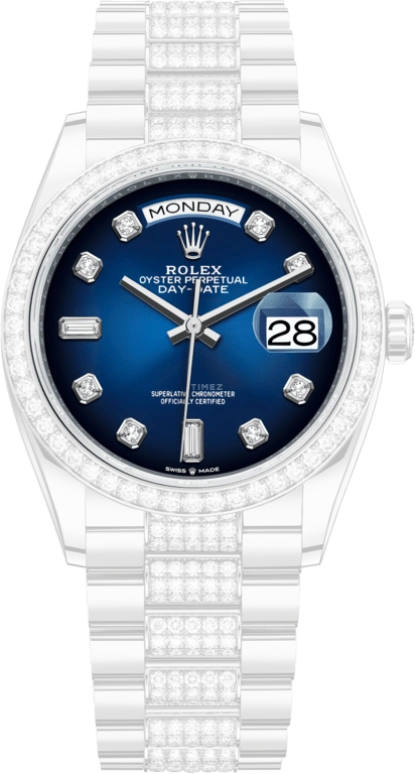 Rolex,Day-Date 36 36mm,36mm,White Gold,Blue,Automatic,Date,Day,128349RBR,128349RBR-0016