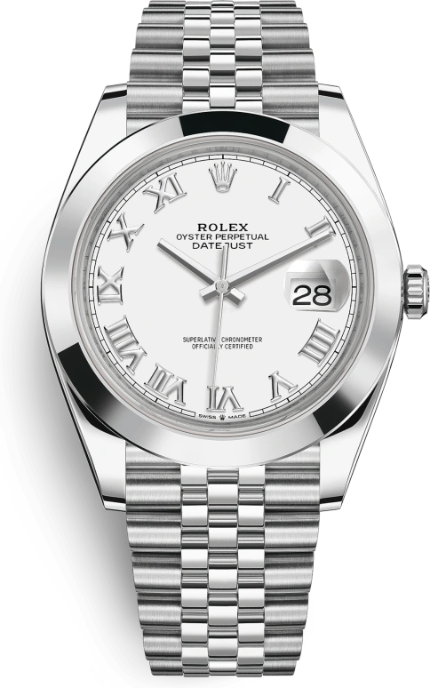Rolex,Datejust 41 41mm,41mm,Stainless Steel,White,Automatic,Day,70hours,126300,126300-0016
