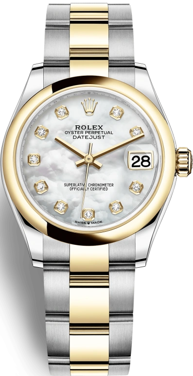 Rolex,Datejust 31 31mm,31mm,Yellow Gold,Stainless Steel,White,Automatic,Day,55hours,278243,278243-0027