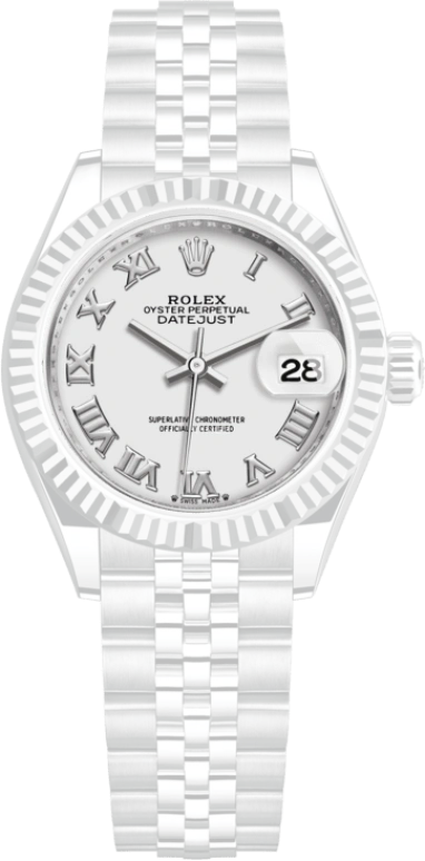 Rolex,Lady-Datejust 28mm,28mm,White Gold,Stainless Steel,White,Automatic,Day,55hours,279174,279174-0019