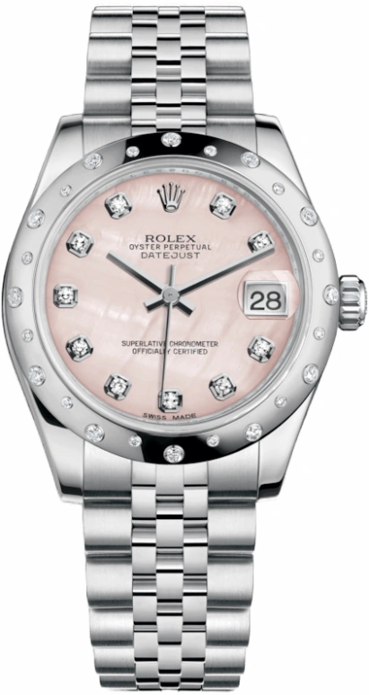 Rolex,Datejust 31 31mm,31mm,White Gold,Stainless Steel,Pink,Automatic,Day,48hours,178344,178344-0018