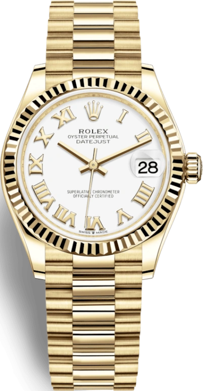 Rolex,Datejust 31 31mm,31mm,Yellow Gold,White,Automatic,Day,55hours,278278,278278-0020