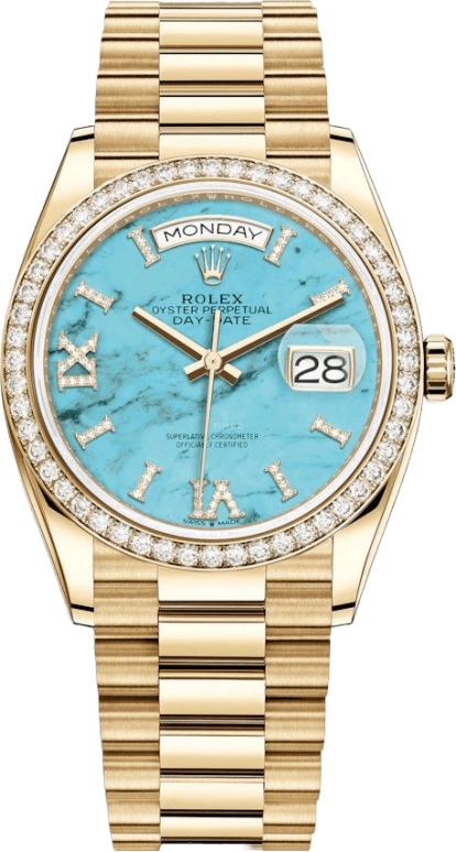 Rolex,Day-Date 36 36mm,36mm,Yellow Gold,Blue,Ice Blue,Automatic,Date,Day,Georgina Rodríguez,128348RBR,128348RBR-0037