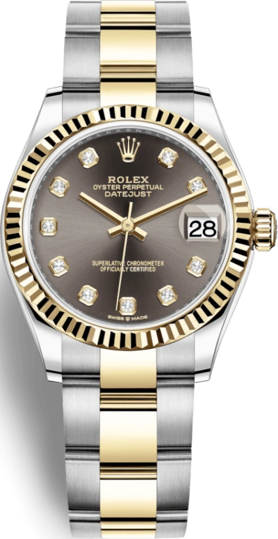 Rolex,Datejust 31 31mm,31mm,Yellow Gold,Stainless Steel,Grey,Automatic,Day,55hours,278273,278273-0021