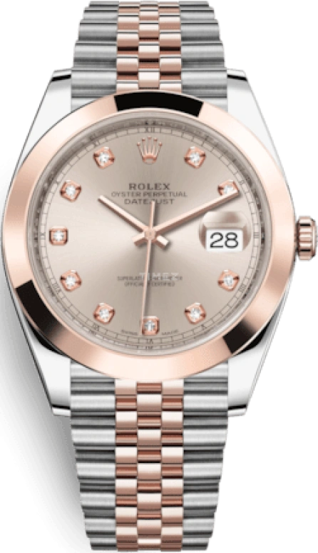 Rolex,Datejust 41 41mm,41mm,Rose Gold,Stainless Steel,Pink,Automatic,Day,70hours,126301,126301-0008
