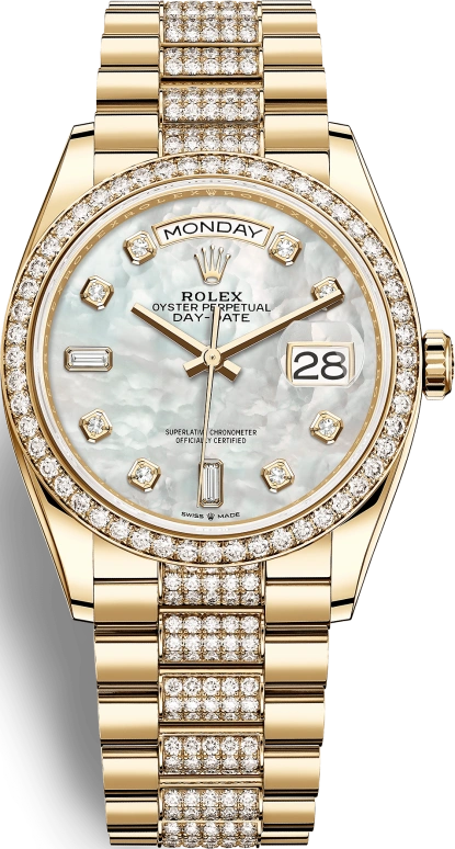 Rolex,Day-Date 36 36mm,36mm,Yellow Gold,White,Automatic,Date,Day,128348RBR,128348RBR-0019