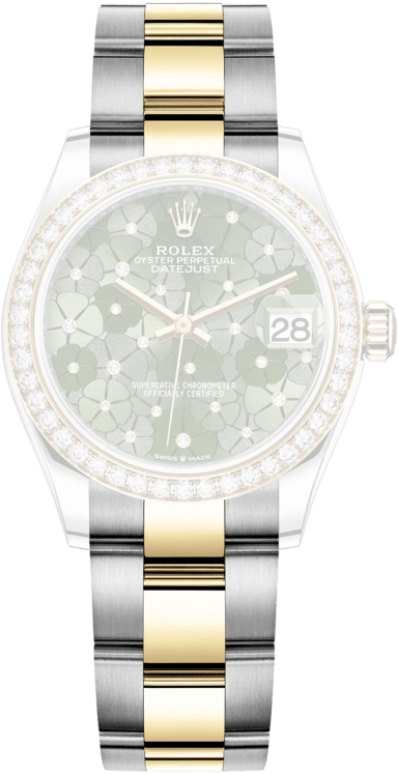 Rolex,Datejust 31 31mm,31mm,Yellow Gold,Stainless Steel,Green,Automatic,Day,55hours,278383RBR,278383RBR-0031