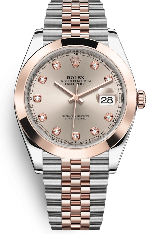Rolex,Datejust 41 41mm,41mm,Rose Gold,Stainless Steel,Pink,Automatic,Day,70hours,126301,126301-0008