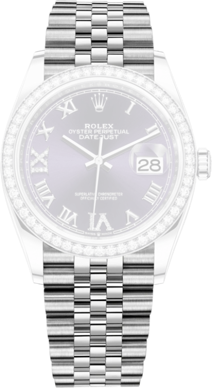 Rolex,Datejust 36 36mm,36mm,White Gold,Stainless Steel,Purple,Automatic,Day,70hours,126284RBR,126284RBR-0013
