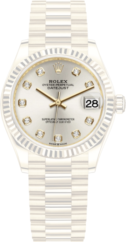 Rolex,Datejust 31 31mm,31mm,Yellow Gold,Silver,Automatic,Day,55hours,278278,278278-0034