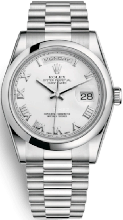 Rolex,Day-Date 36 36mm,36mm,Platinum,White,Automatic,Date,Day,118206,118206-0041