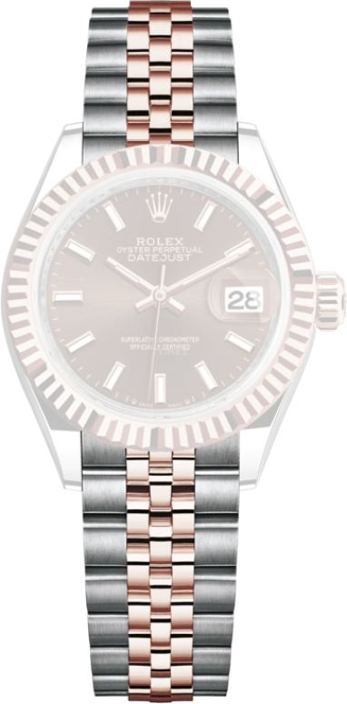 Rolex,Lady-Datejust 28mm,28mm,Rose Gold,Stainless Steel,Brown,Chocolate,Automatic,Day,55hours,279171,279171-0017