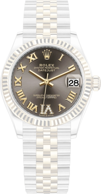 Rolex,Datejust 31 31mm,31mm,Yellow Gold,Stainless Steel,Grey,Automatic,Day,55hours,278273,278273-0018