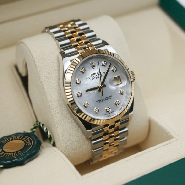 Rolex,Datejust 36 36mm,36mm,Oystersteel,White,Automatic,Day,70hours,126233