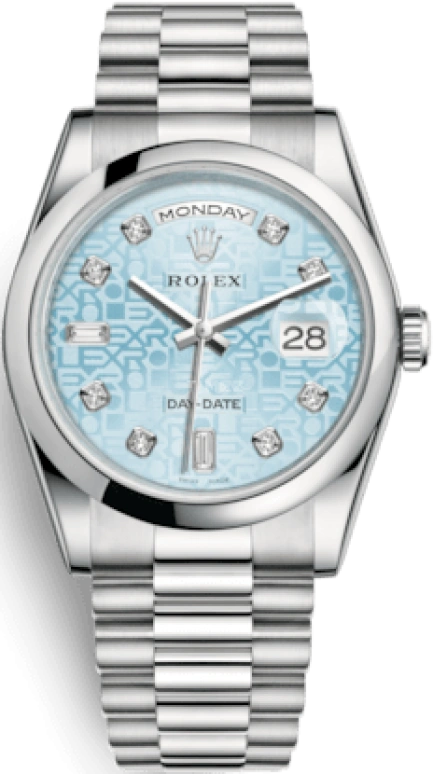 Rolex,Day-Date 36 36mm,36mm,Platinum,Blue,Automatic,Date,Day,118206,118206-0017