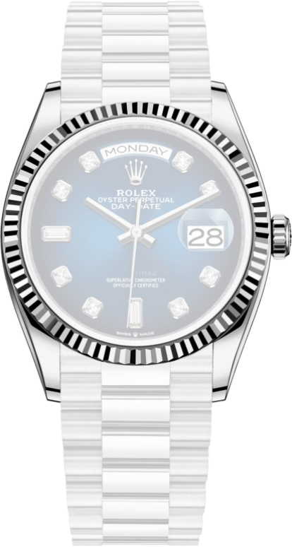 Rolex,Day-Date 36 36mm,36mm,White Gold,Blue,Automatic,Date,Day,128239,128239-0023